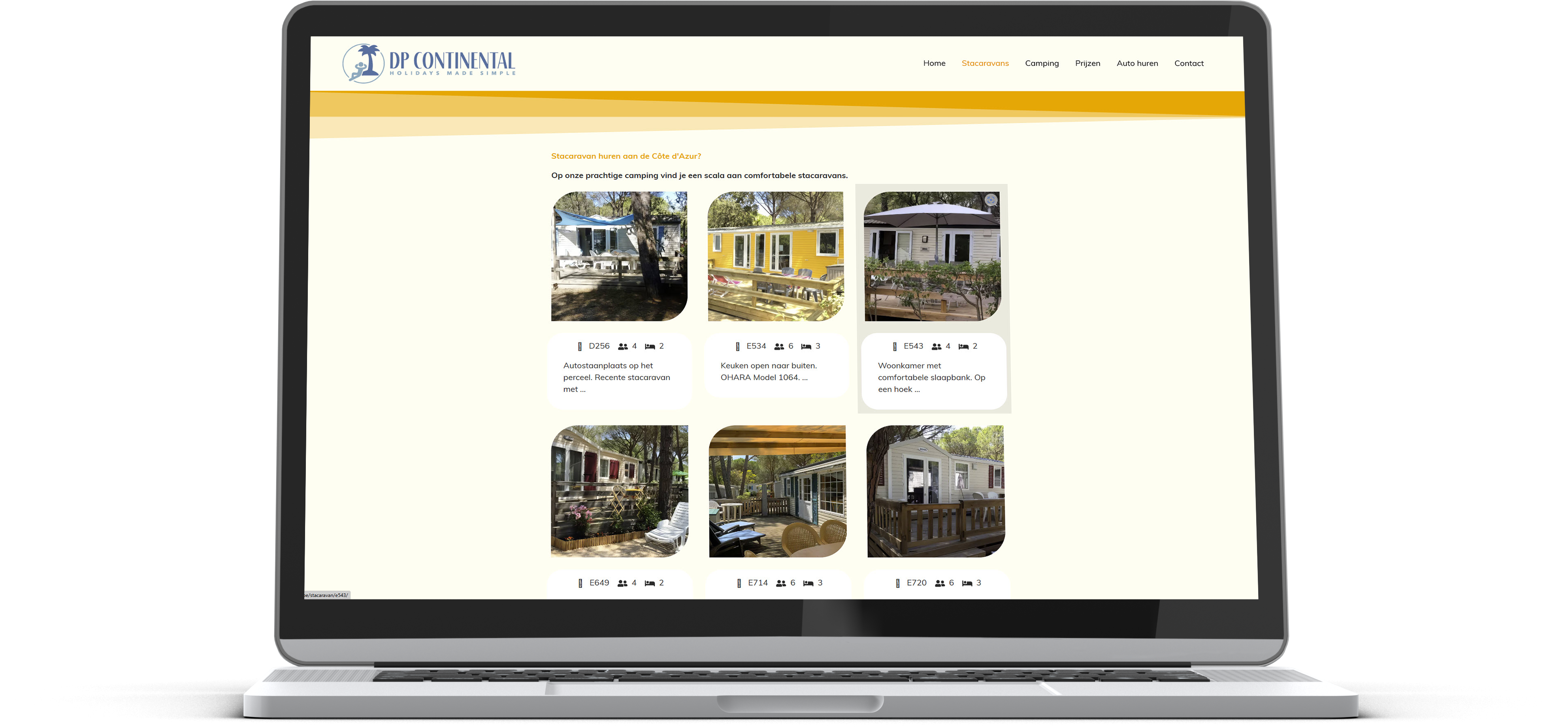 DP Continental stacaravans aan de Cote d'Azur website